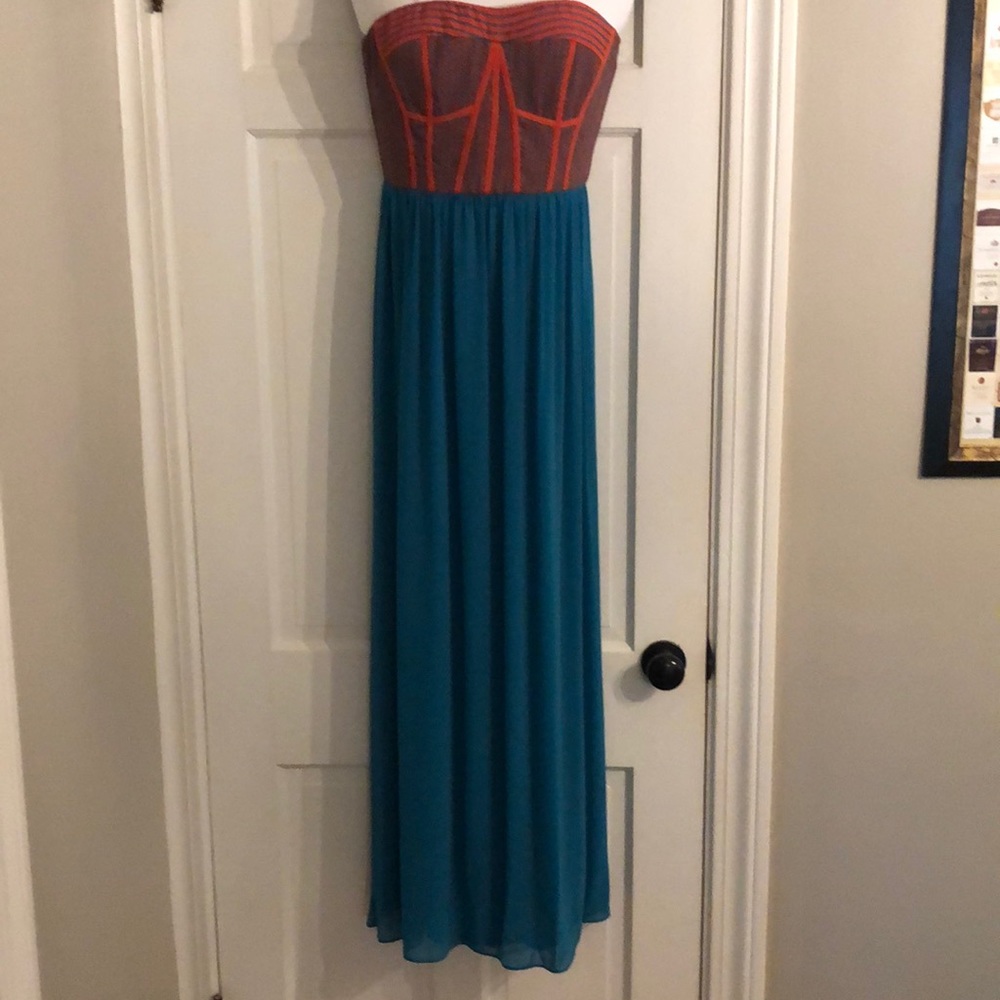 Chiffon bottom and corset style top Maxi Dress